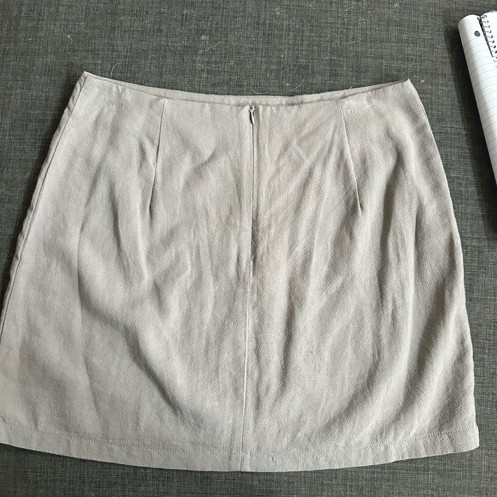 Altar'd State Anthropologie Gray Mini Skirt with Red Floral and Bird Embroidery - Picture 3 of 5